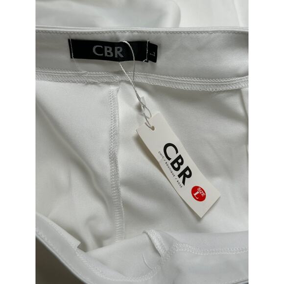 CBR Pants Womens Large White‎ Sheer Thin Cotton Blend Side Zip Minimalist Casual - Picture 7 of 13